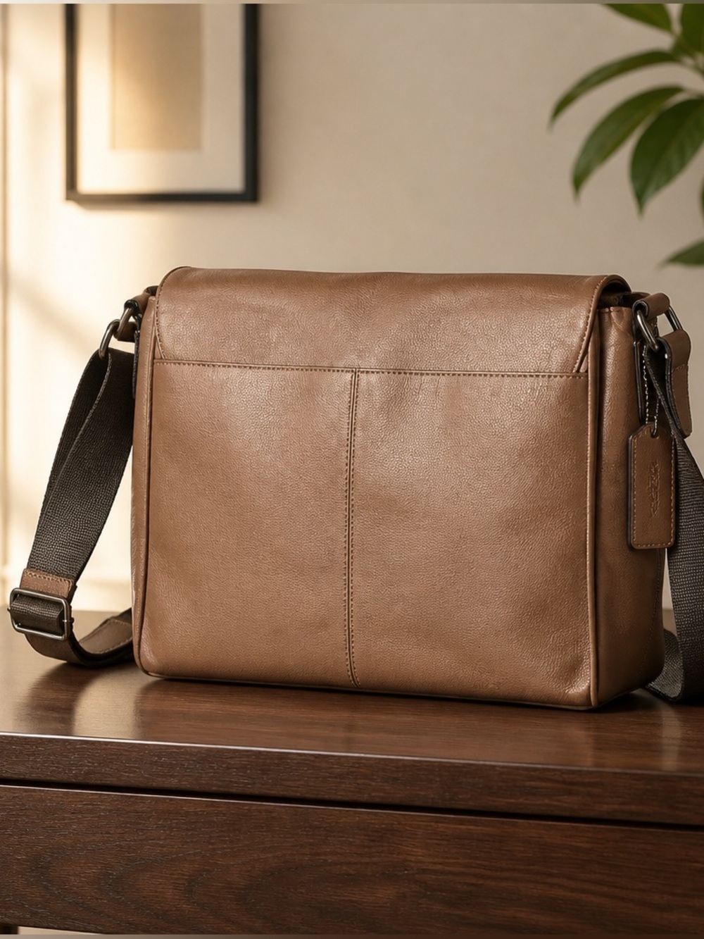Coach Brown Leather Messenger Bag with Adjustable Strap - Picture 2 of 4